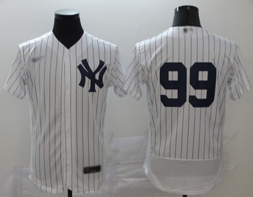 Yankees #99 Aaron Judge White Strip Authentic Home Stitched Baseball Jersey