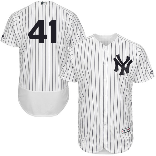 Yankees #41 Miguel Andujar White Strip Flexbase Authentic Collection Stitched Baseball Jersey