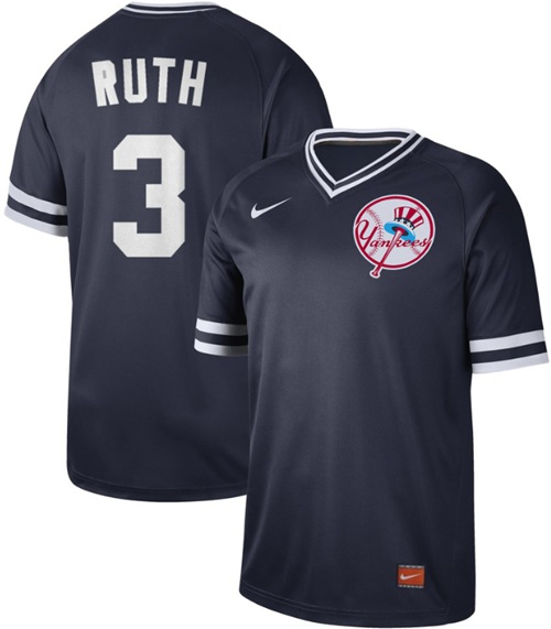 Nike Yankees #3 Babe Ruth Navy Authentic Cooperstown Collection Stitched Baseball Jersey