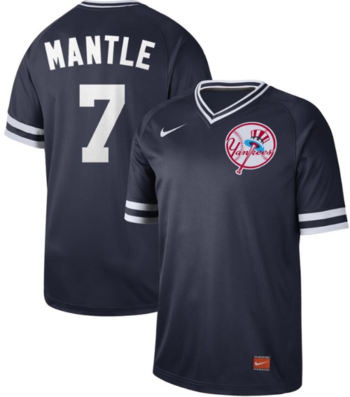 Yankees #7 Mickey Mantle Navy Authentic Cooperstown Collection Stitched Baseball Jersey