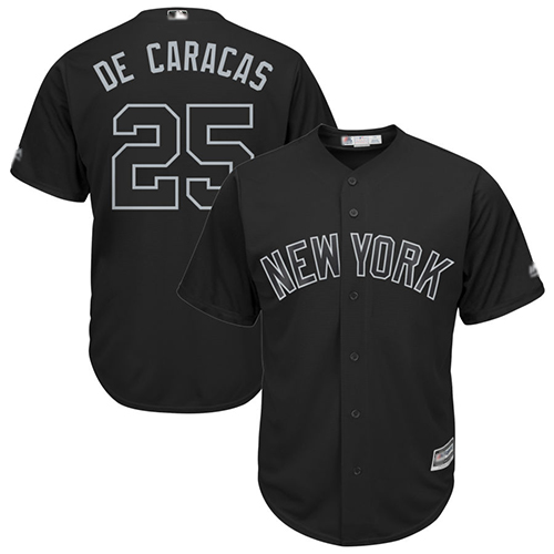 Yankees #25 Gleyber Torres Black "De Caracas" Players Weekend Cool Base Stitched Baseball Jersey