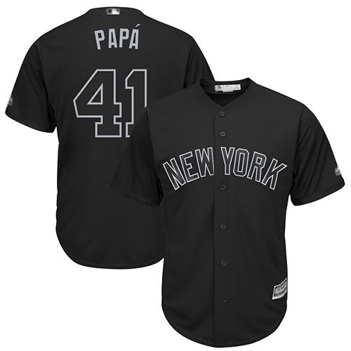 Yankees #41 Miguel Andujar Black "PAPA" Players Weekend Cool Base Stitched Baseball Jersey