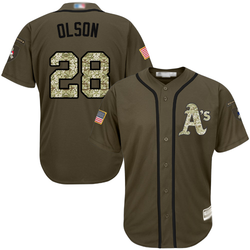 Athletics #28 Matt Olson Green Salute to Service Stitched Baseball Jersey