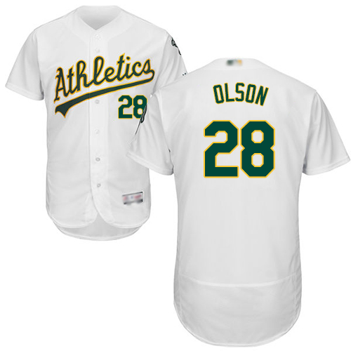 Athletics #28 Matt Olson White Flexbase Authentic Collection Stitched Baseball Jersey Athletics #28 Matt Olson White Flexbase Authentic Collection Stitched Baseball Jersey