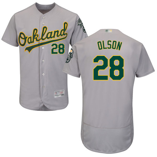 Athletics #28 Matt Olson Grey Flexbase Authentic Collection Stitched Baseball Jersey