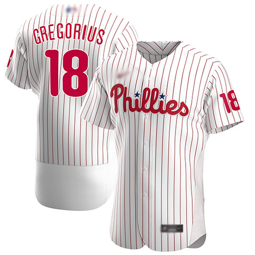 Phillies #18 Didi Gregorius White Strip Alternate Authentic Stitched Baseball Jersey