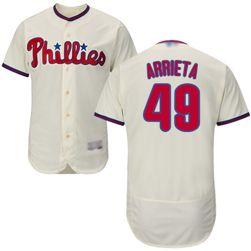 Phillies #49 Jake Arrieta Cream Flexbase Authentic Collection Stitched Baseball Jersey