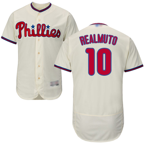 Phillies #10 J. T. Realmuto Cream Flexbase Authentic Collection Stitched Baseball Jersey
