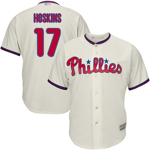 Phillies #17 Rhys Hoskins Cream New Cool Base Stitched Baseball Jersey