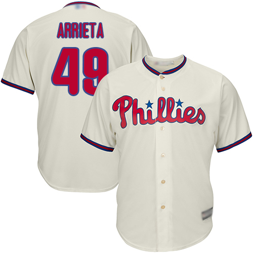 Phillies #49 Jake Arrieta Cream New Cool Base Stitched Baseball Jersey Phillies #49 Jake Arrieta Cream New Cool Base Stitched Baseball Jersey