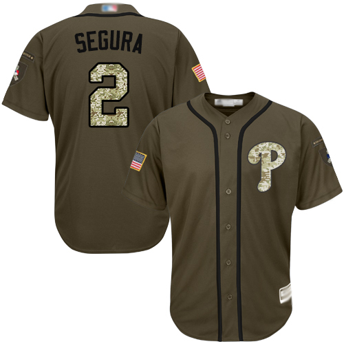 Phillies #2 Jean Segura Green Salute to Service Stitched Baseball Jersey