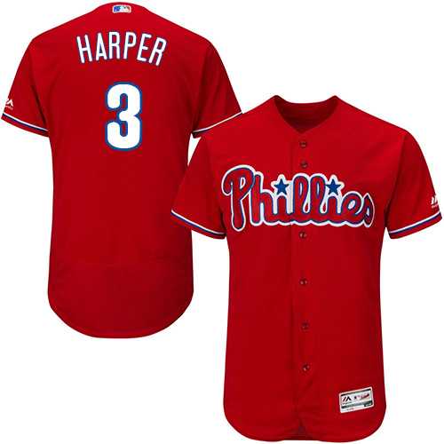 Phillies #3 Bryce Harper Red Flexbase Authentic Collection Stitched Baseball Jersey