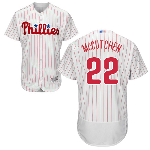 Phillies #22 Andrew McCutchen White(Red Strip) Flexbase Authentic Collection Stitched Baseball Jersey