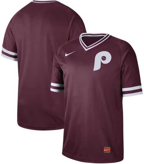 Nike Phillies Blank Maroon Authentic Cooperstown Collection Stitched Baseball Jersey