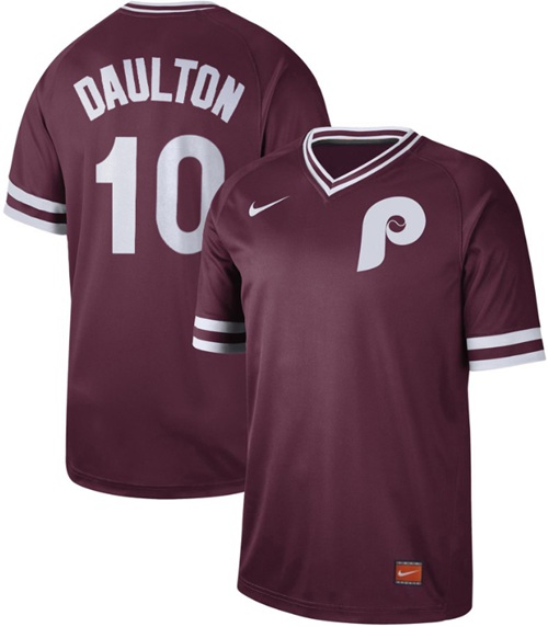 Nike Phillies #10 Darren Daulton Maroon Authentic Cooperstown Collection Stitched Baseball Jersey