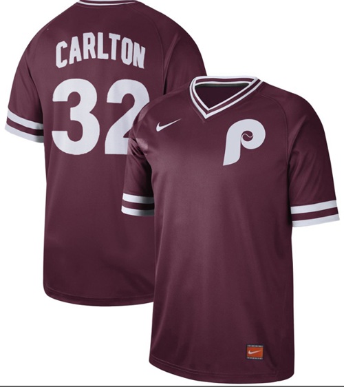Nike Phillies #32 Steve Carlton Maroon Authentic Cooperstown Collection Stitched Baseball Jersey