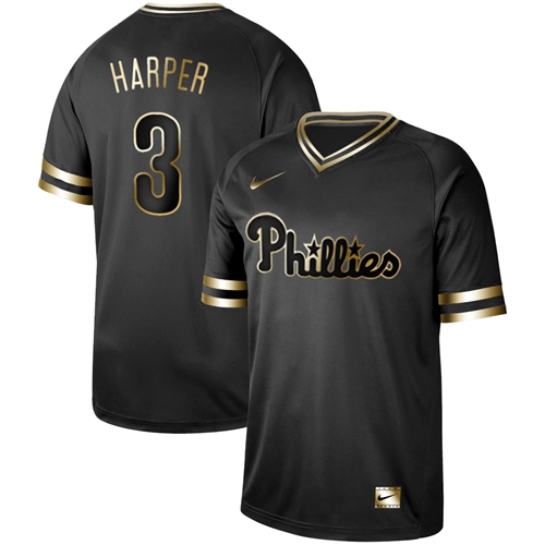 Phillies #3 Bryce Harper Black Gold Authentic Stitched Baseball Jersey Phillies #3 Bryce Harper Black Gold Authentic Stitched Baseball Jersey