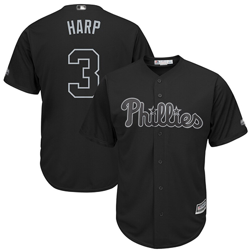 Phillies #3 Bryce Harper Black "Harp" Players Weekend Cool Base Stitched Baseball Jersey Phillies #3 Bryce Harper Black "Harp" Players Weekend Cool Base Stitched Baseball Jersey