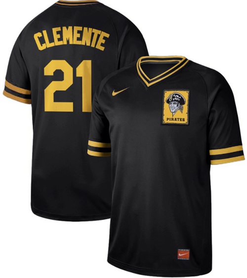 Nike Pirates #21 Roberto Clemente Black Authentic Cooperstown Collection Stitched Baseball Jersey