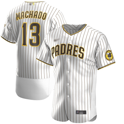 Padres #13 Manny Machado White Strip Authentic Alternate Stitched Baseball Jersey