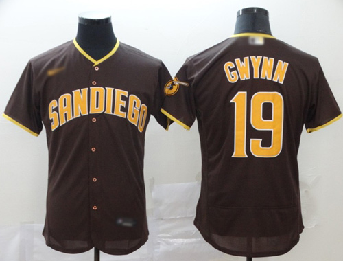 Padres #19 Tony Gwynn Brown Authentic Home Stitched Baseball Jersey