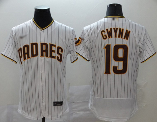 Padres #19 Tony Gwynn White Strip Authentic Alternate Stitched Baseball Jersey