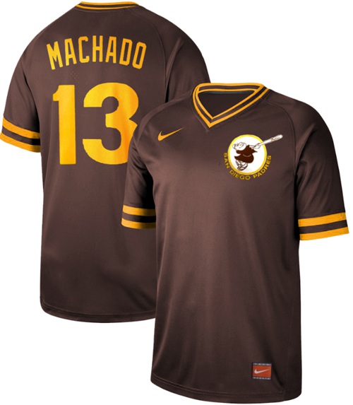 Nike Padres #13 Manny Machado Brown Authentic Cooperstown Collection Stitched Baseball Jersey