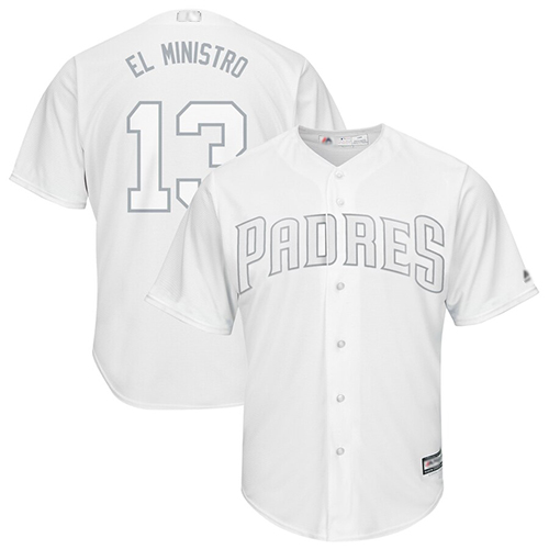 Padres #13 Manny Machado White "El Ministro" Players Weekend Cool Base Stitched Baseball Jersey