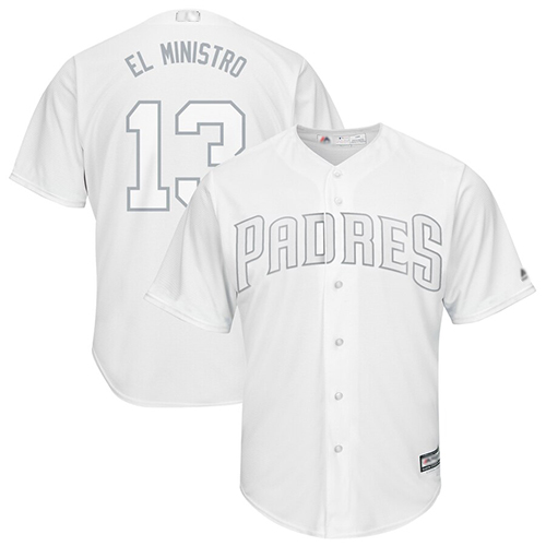 Padres #13 Manny Machado White "El Ministro" Players Weekend Cool Base Stitched Baseball Jersey Padres #13 Manny Machado White "El Ministro" Players Weekend Cool Base Stitched Baseball Jersey