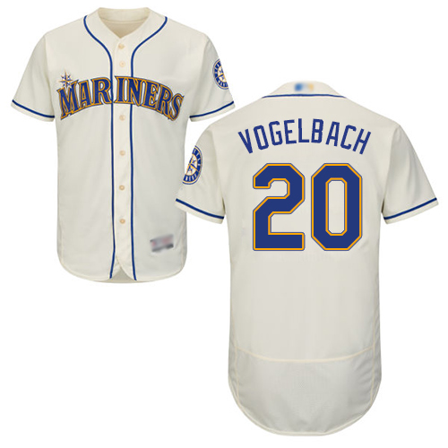 Mariners #20 Dan Vogelbach Cream Flexbase Authentic Collection Stitched Baseball Jersey Mariners #20 Dan Vogelbach Cream Flexbase Authentic Collection Stitched Baseball Jersey