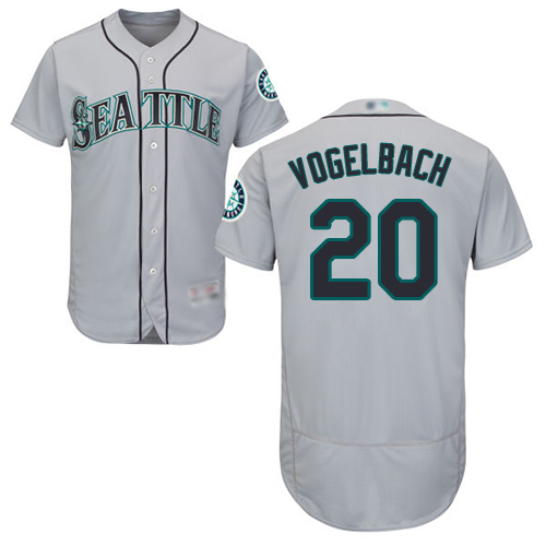 Mariners #20 Dan Vogelbach Grey Flexbase Authentic Collection Stitched Baseball Jersey Mariners #20 Dan Vogelbach Grey Flexbase Authentic Collection Stitched Baseball Jersey