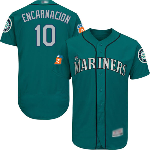Mariners #10 Edwin Encarnacion Green Flexbase Authentic Collection Stitched Baseball Jersey