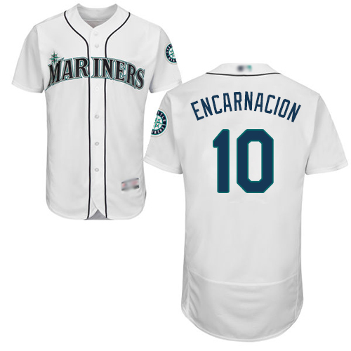 Mariners #10 Edwin Encarnacion White Flexbase Authentic Collection Stitched Baseball Jersey