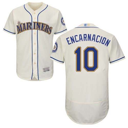 Mariners #10 Edwin Encarnacion Cream Flexbase Authentic Collection Stitched Baseball Jersey