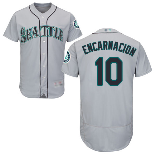 Mariners #10 Edwin Encarnacion Grey Flexbase Authentic Collection Stitched Baseball Jersey