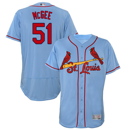 Cardinals #51 Willie McGee Light Blue Flexbase Authentic Collection Stitched Baseball Jersey