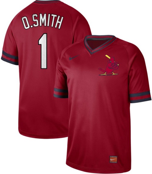 Nike Cardinals #1 Ozzie Smith Red Authentic Cooperstown Collection Stitched Baseball Jersey