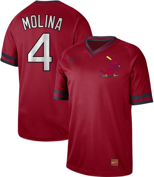 Nike Cardinals #4 Yadier Molina Red Authentic Cooperstown Collection Stitched Baseball Jersey