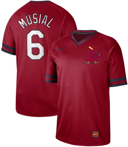 Nike Cardinals #6 Stan Musial Red Authentic Cooperstown Collection Stitched Baseball Jersey