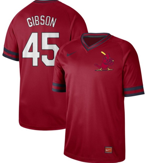 Cardinals #45 Bob Gibson Red Authentic Cooperstown Collection Stitched Baseball Jersey