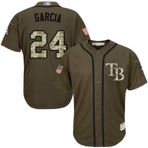 Rays #24 Avisail Garcia Green Salute to Service Stitched Baseball Jersey