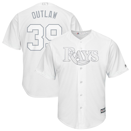 Rays #39 Kevin Kiermaier White "Outlaw" Players Weekend Cool Base Stitched Baseball Jersey