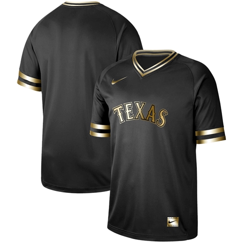 Rangers Blank Black Gold Authentic Stitched Baseball Jersey
