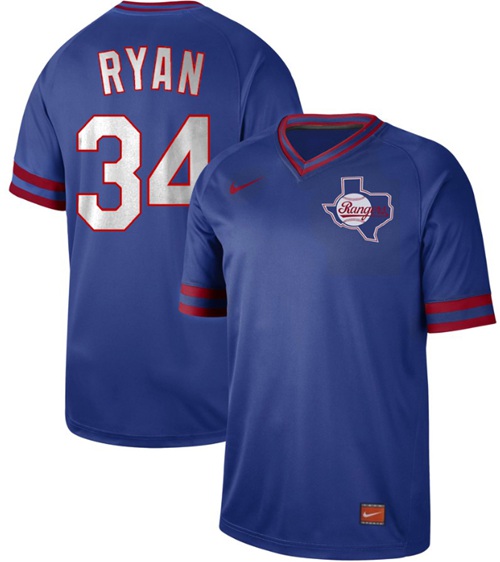 Rangers #34 Nolan Ryan Royal Authentic Cooperstown Collection Stitched Baseball Jersey