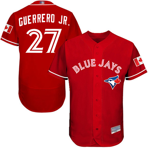 Blue Jays #27 Vladimir Guerrero Jr. Red Flexbase Authentic Collection Canada Day Stitched Baseball Jersey