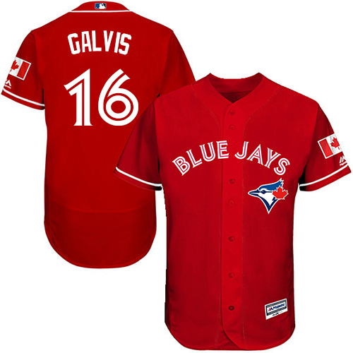 Blue Jays #16 Freddy Galvis Red Flexbase Authentic Collection Canada Day Stitched Baseball Jersey Blue Jays #16 Freddy Galvis Red Flexbase Authentic Collection Canada Day Stitched Baseball Jersey