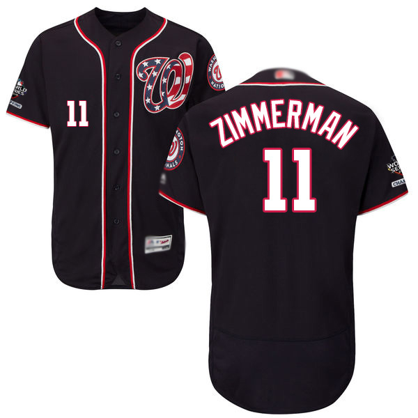Nationals #11 Ryan Zimmerman Navy Blue Flexbase Authentic Collection 2019 World Series Champions Stitched MLB Jersey