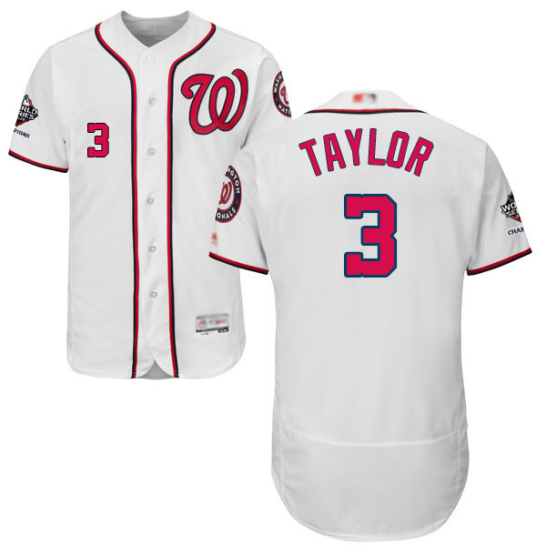 Nationals #3 Michael Taylor White Flexbase Authentic Collection 2019 World Series Champions Stitched Baseball Jersey