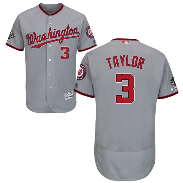 Nationals #3 Michael Taylor Grey Flexbase Authentic Collection 2019 World Series Bound Stitched Baseball Jersey