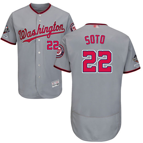 Nationals #22 Juan Soto Grey Flexbase Authentic Collection 2019 World Series Champions Stitched Baseball Jersey